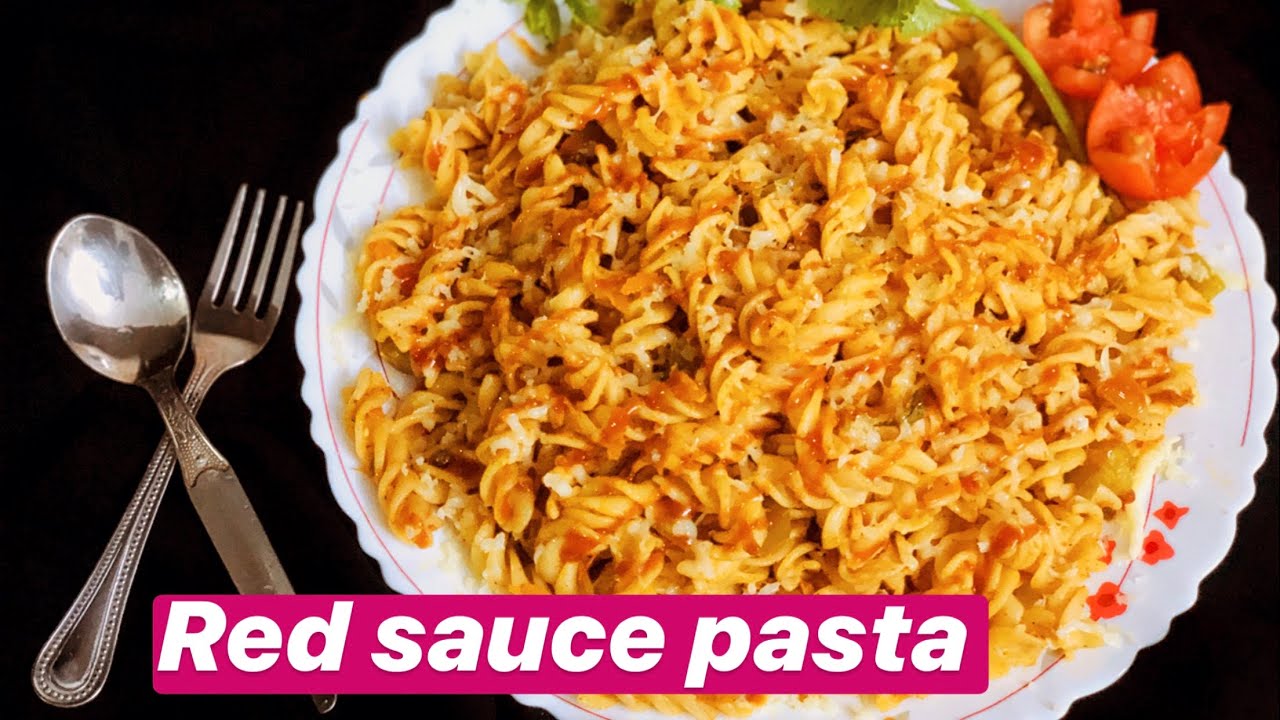 Pasta in red saucefusilli pastaspicy vegetable pasta in indian