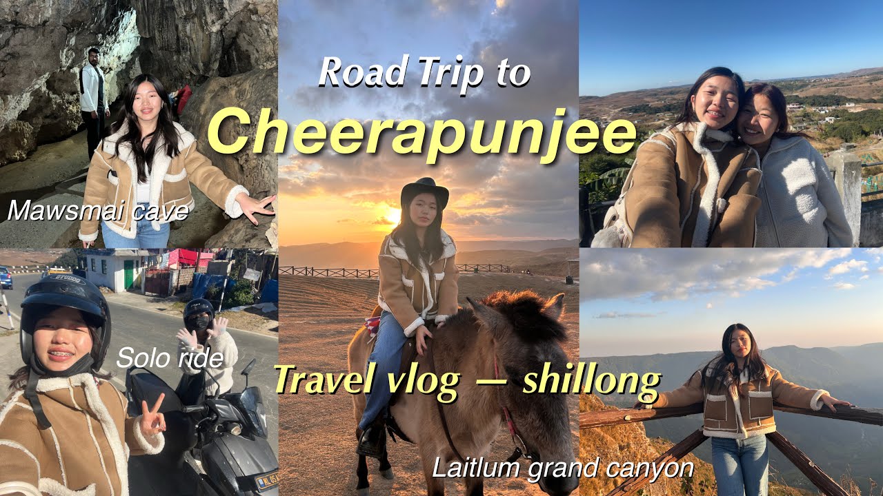 Travel vlog // Solo road trip to Cheerapunji 🛵💨 // Laitlum Grand Canyon 🏇🌇// Mawsmai cave