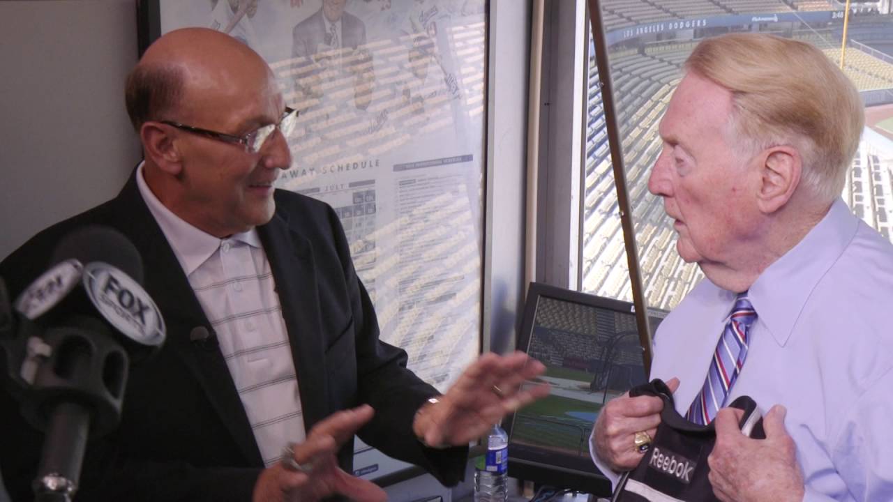 Bob Miller surprises Vin Scully at Dodger Stadium with a very special gift  