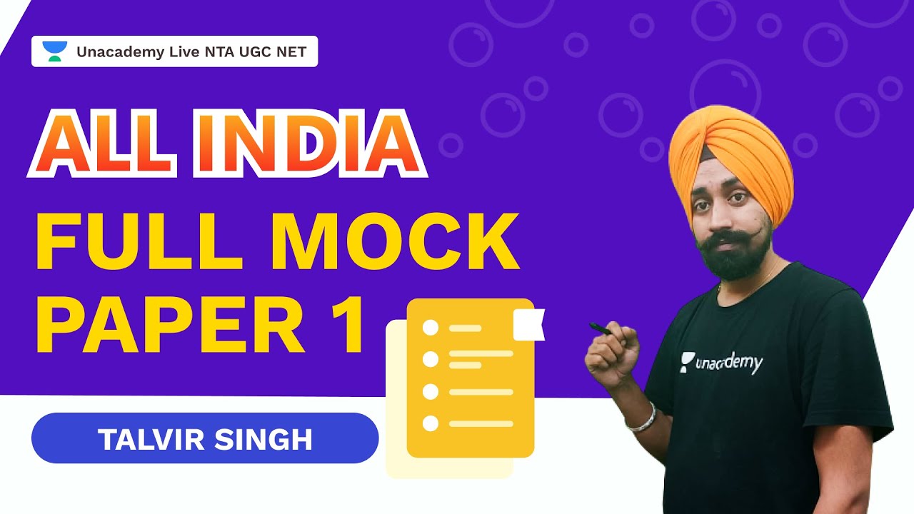 All India Full Mock Paper 1 Talvir Singh NTA UGC NET Unacademy 