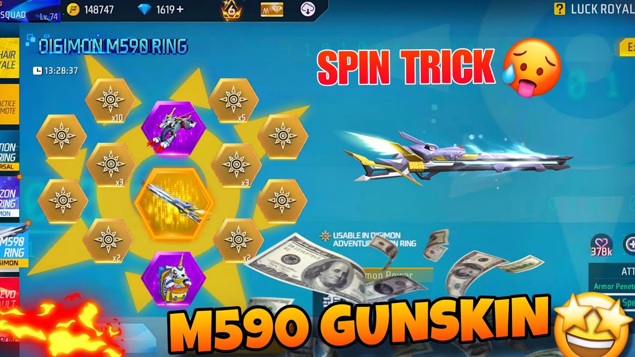 DIGIMON M590 RING / FREEFIRE EVENT SPIN TRICK 💸🤑