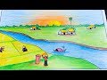 vẽ tranh đề tài phong cảnh quê hương | how to draw topic landscape my countryside