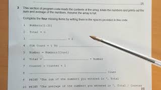 ** ADD THE MISSING LINES OF CODE **  - GCSE iGCSE computer science Profile