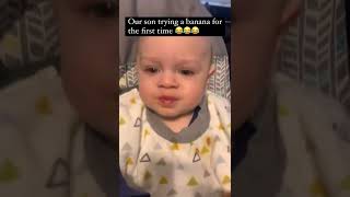 8 month old try’s a banana for first time lol