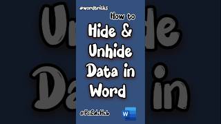 How to Hide & Unhide data in MS Word #wordtricks #mswordtricks #wordtips #msoffice
