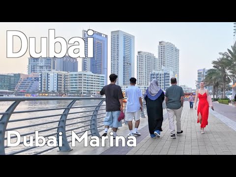 Dubai [4K] Dubai Marina, Marina Walk Walking Tour 🇦🇪