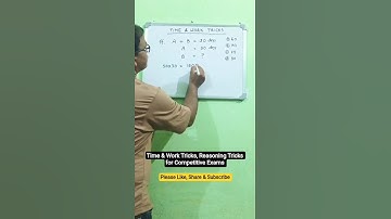 🎯👉 Time & Work Tricks l Reasoning Tricks l Math Tricks l Short Tricks l#shortvideo#shortsyoutube