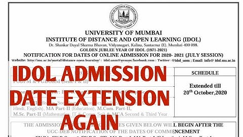 IDOL ADMISSION Extension | BA/BCOM/BSC | MCOM/MA/MSC/PGDFM/PGDORM | Mumbai University | Ashish Sir