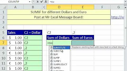 Excel Magic Trick 553: SUMIF for Dollars and Euros