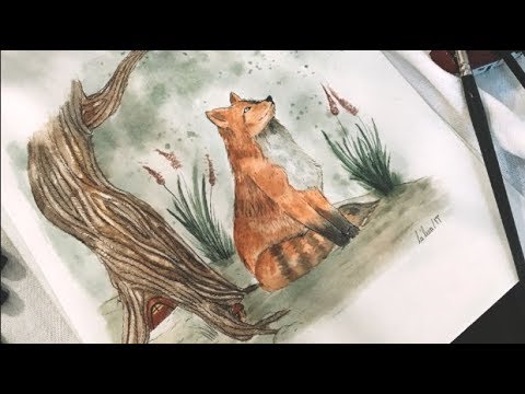 How To Draw Watercolor Fox Fairytale Forest Vintage Illustration