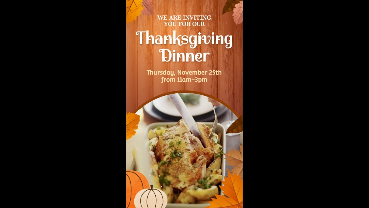 Free Autumn Thanksgiving Dinner Invitation Instagram Video Template (Customizable) - FlexClip