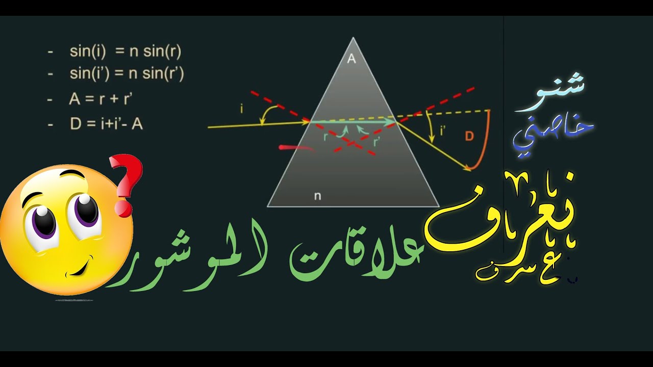 LES RELATION DE PRISME درس الموجات الضوئية علاقات الموشور الأربع