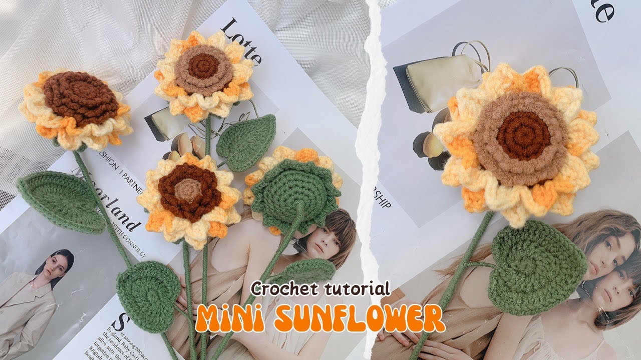Crochet Mini Sunflower | Cách Móc Hoa Hướng Dương Mini 2 Tầng Bằng Len ...