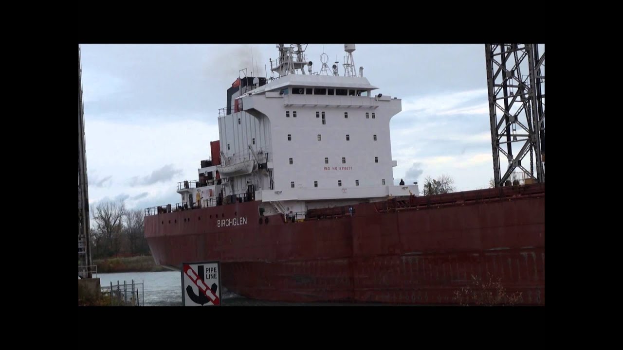 Ship BIRCHGLEN passing under the Glendale Bridge, Welland Canal, 2012
