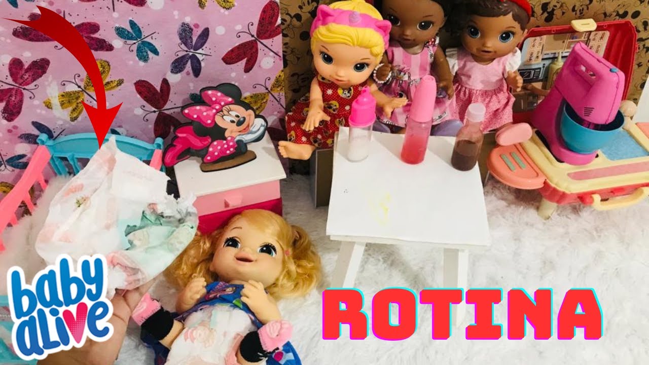 UM DIA DE ROTINA DAS MINHAS BABY ALIVES TROCANDO FRALDINHA COMENDO ...