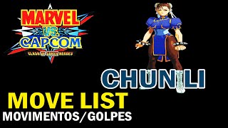 Marvel vs. Capcom: Clash of Super Heroes (PS1) - Chun Li Move List (Movimentos/Golpes)