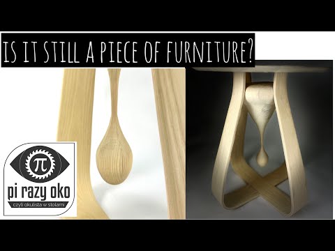 Furniture or art? Whisky side table made of ash. Bent lamination