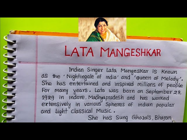 Biography Of Lata Mangeshkar | 200 Words Writing On Lata-didi class=