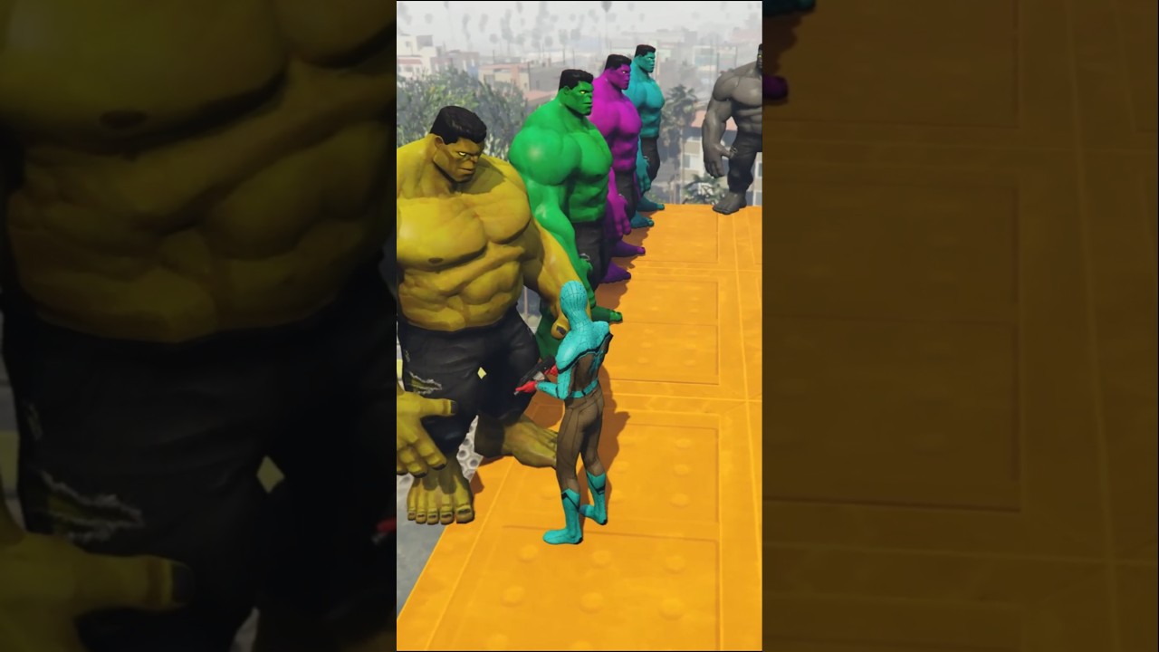 GTA 5 Funny Water Ragdoll Challenge LighBlue Spiderman Vs Colourful Hulk Jump Fail 183 