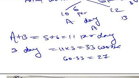 A AND B COMPLETE A WORK IN 10 AND 12 DAYS RESPECTIVELY A AND B STRAT WORKING TOGETHER AND AFTER 3