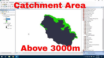 Catchment area above specified elevation (3000m). Use of Raster Calculator.