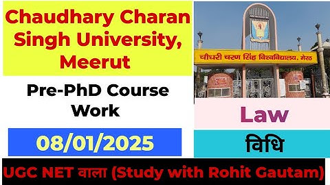 Pre-PhD Course work Classes II CCSU, MEERUT II PhD Admission II Chaudhary Charan Singh University II
