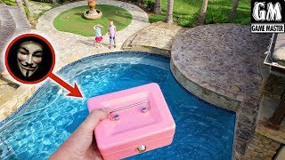 Opening Game Master's Little Pink Box! Top Secret Box Dropped Off Waterfall! видео