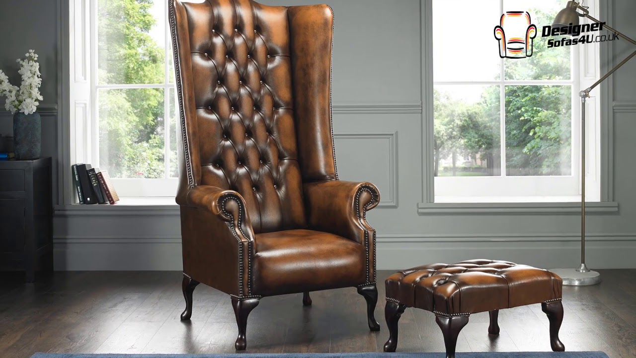 Chesterfield Soho 1780 S Leather High Back Wing Chair Designer