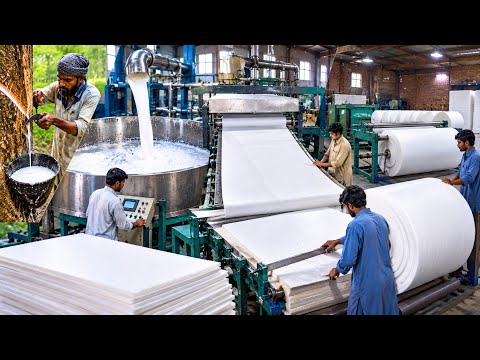 Most Hygienic White Foam Roll Making In Factory | Foam Sheet Manufacturing