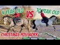 4 YEAR OLD DORA vs 10 YEAR OLD BEAR over Christmas tree poles ~ Vlogmas day 9