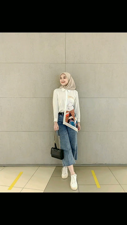 IDE OOTD HIJAB STYLISH DENGAN ATASAN  PUTIH😍