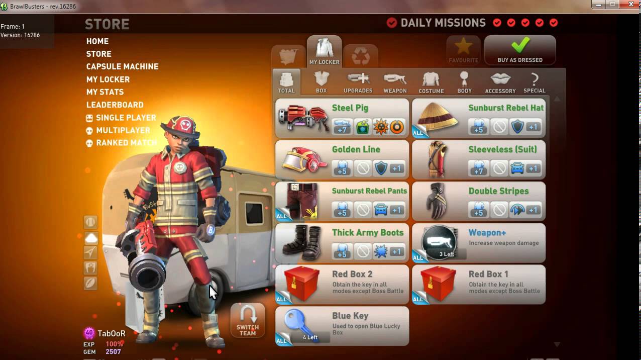 Brawlbusters acc TabOoR items show