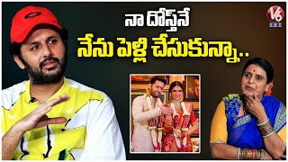 Hero Nithin Funny Comments On His Wife Shalini | Thammudu Movie | V6Ent