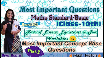 Pair of Linear Equations in Two Variables Class 10 | New Pattern MCQs Ques [Part-2] Board Exam 2021✌