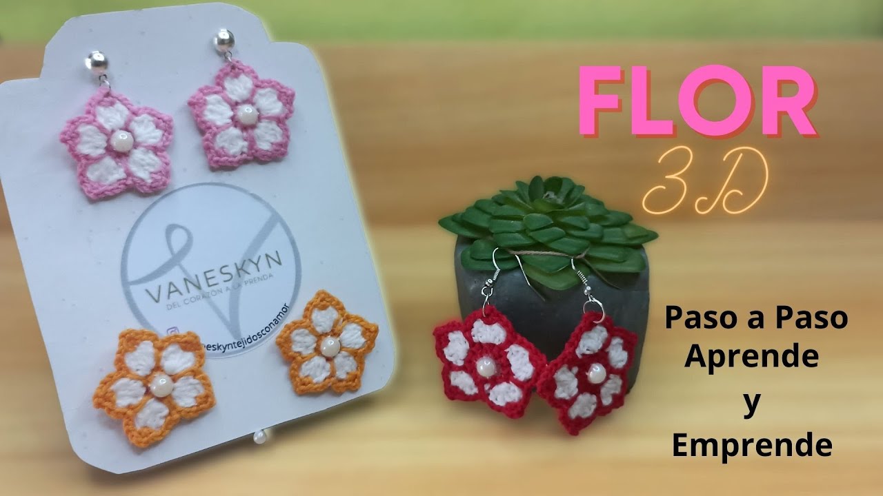 COMO HACER UN ARETE DE🌺Flor En 3D🌺TE ENSEÑO PASO A PASO