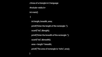 C Program for Area of Rectangle | Easy Explanation for Beginners  #shorts