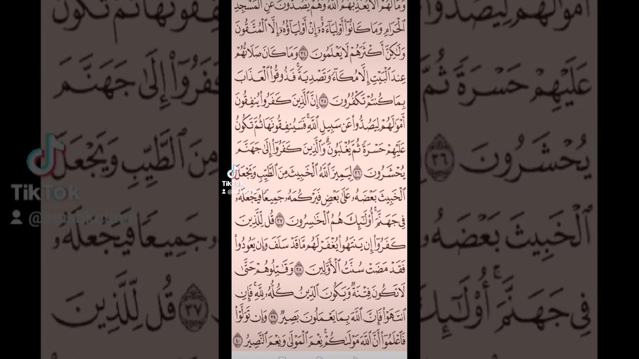 سورة الأنفال صفحه في اليوم تسعد يومك بإذن الله تعالى #قران #الابذكرالله_تطمئن_القلوب
