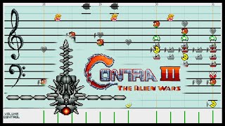 Contra III The Alien Wars / Super Probotector - 'Neo Kobe Steel Factory' (stage 3) on Mario Paint