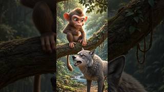 monkey or wolf ki baat cheat #youtubeshorts #trending #ai #aivideo #monkey #wolf #friends