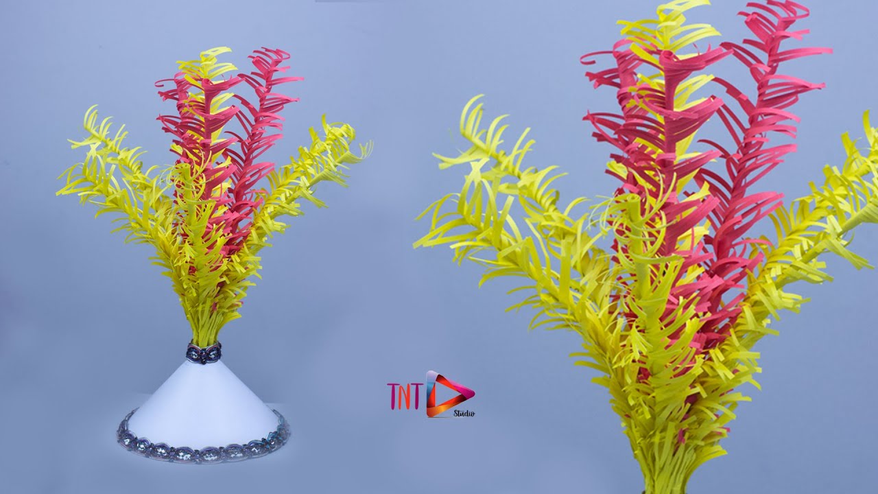 How to Make Paper Grass Guldasta Easy | Paper Flower Arrangements Ideas | Easter Flower Showpiece