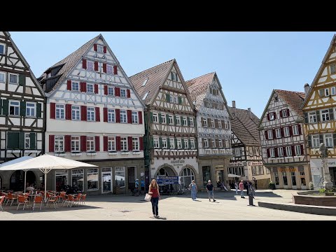 Tour of impressive medieval old town, market square and collegiate church | Herrenberg, Germany 2023
