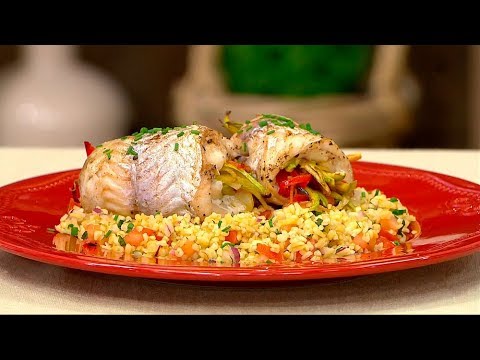 Pescado arrollado con vegetales y tabouleé