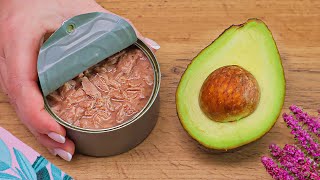 Only 1 avocado and tuna! 😋 Healthy and delicious avocado salad! Recipe in 5 minutes.