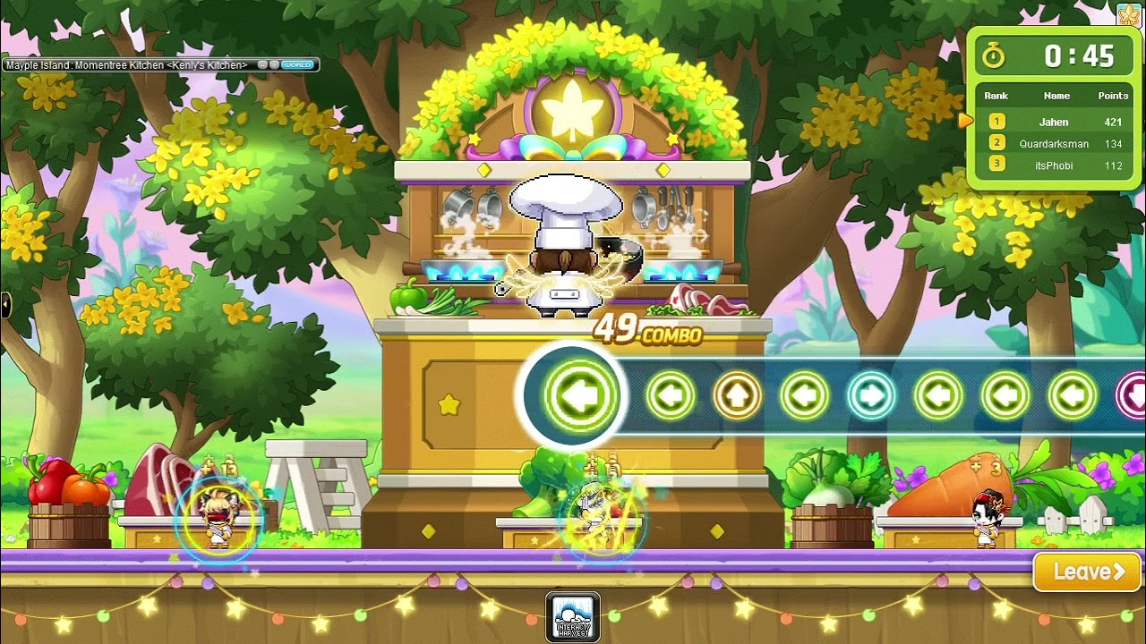 Maplestory Momentree Kitchen minigame 2396 points