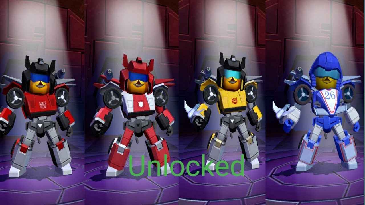 Angry Birds Transformers - Sideswipe, Red alert,Sunstreaker and Mirage unlocked gameplay