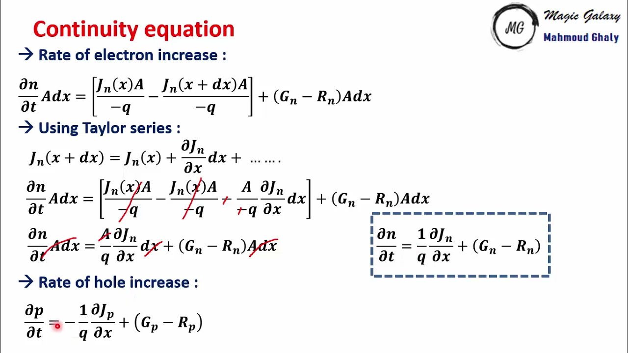 continuity equation in semiconductors in arabic - YouTube