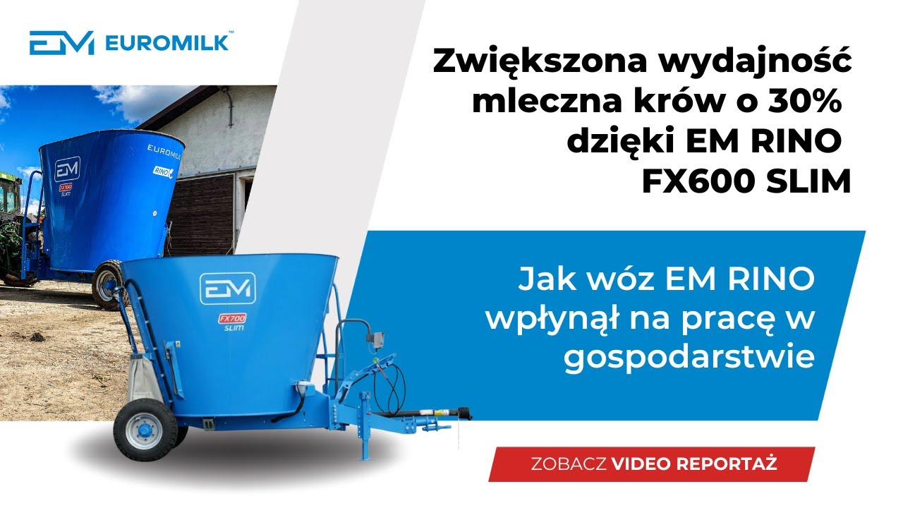 Zwiększona wydajność mleczna krów o 30% dzięki EM RINO FX600 SLIM | Krótka relacja video | EM VIDEO