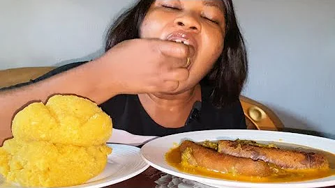 ASMR Eating Cocoyam Soup & Yellow Fufu | Nigerian Food Mukbang