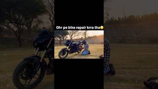 Ghr pe bike repair krra tha🥲 WhatsApp Status || (Save and Share) #ranaxp #funny #n160 #bikelover