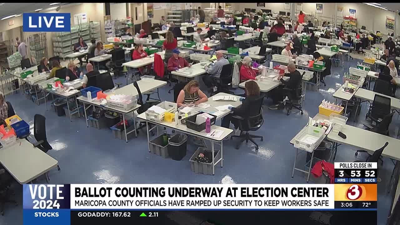 Ballot counting underway at the Maricopa County Election Center - YouTube
